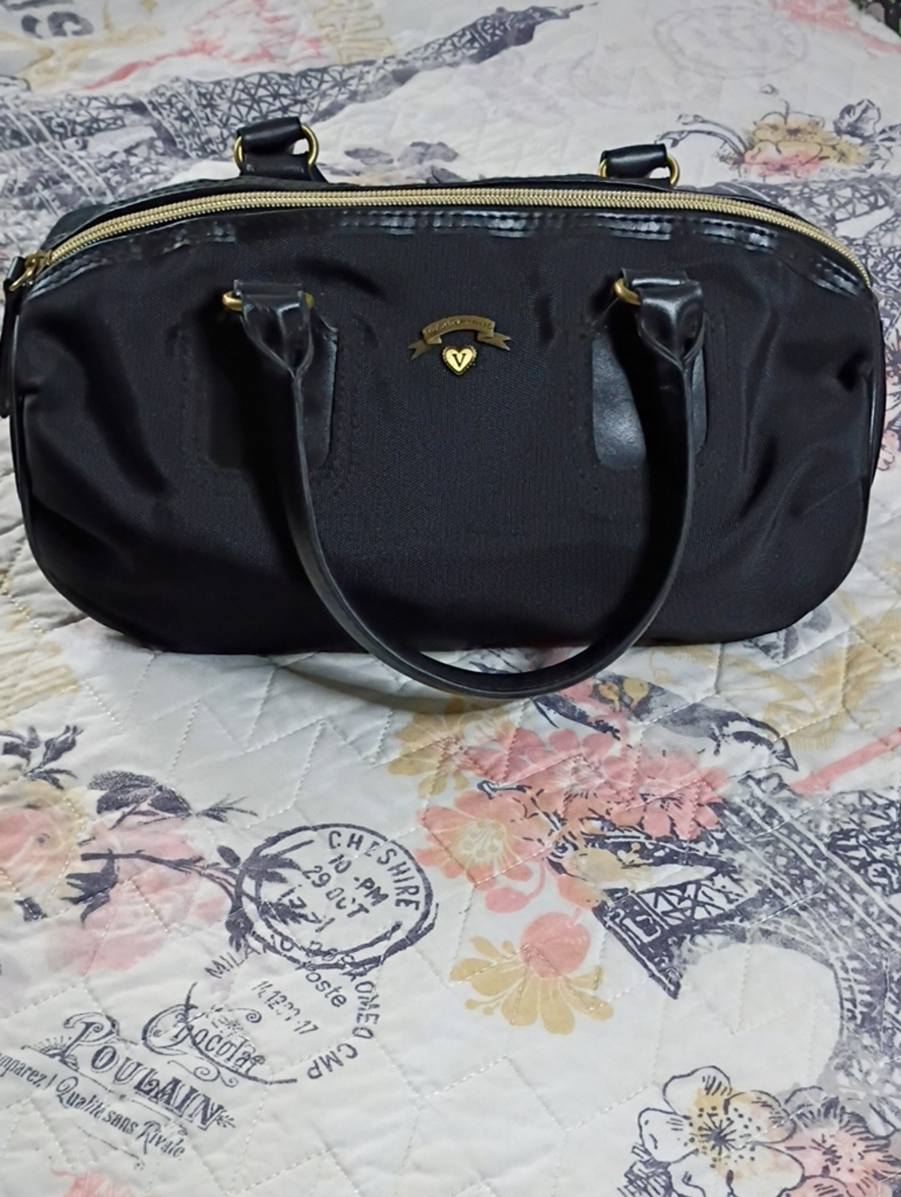 Victoria's Secret Black Tote with Gold Emblem